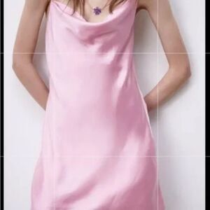 Zara Pink Floral Spaghetti Strap Dress, medium